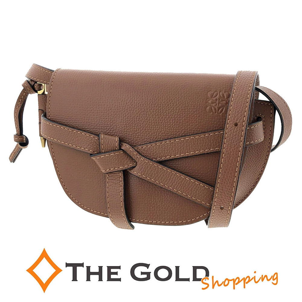 Loewe Gate Bag Leather Embossed Shoulder Bag Tan